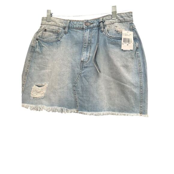 STS Blue Womens Emily Mini Denim Pencil Skirt Frayed Hem Pockets Distressed 28 - Picture 2 of 6